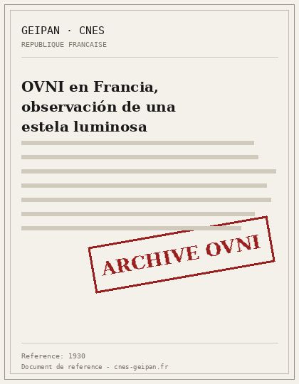 OVNI en Francia, observación de una estela luminosa