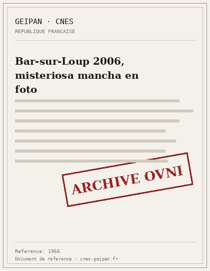 Bar-sur-Loup 2006, misteriosa mancha en foto