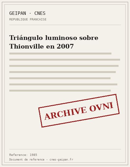Triángulo luminoso sobre Thionville en 2007