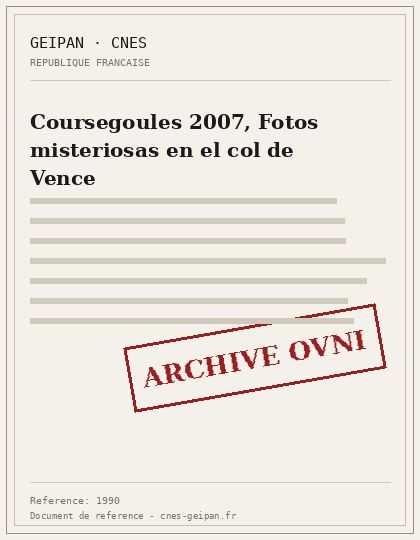 Coursegoules 2007, Fotos misteriosas en el col de Vence