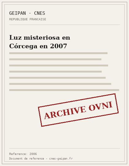 Luz misteriosa en Córcega en 2007