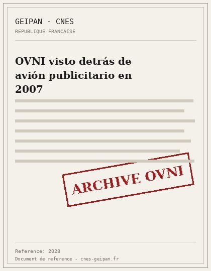 OVNI visto detrás de avión publicitario en 2007