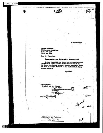 Cartas de la CIA sobre objetos voladores no identificados