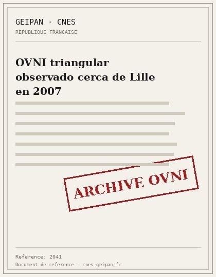 OVNI triangular observado cerca de Lille en 2007