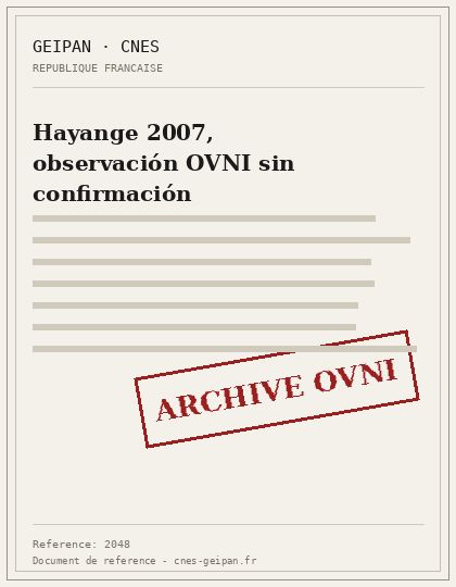 Hayange 2007, observación OVNI sin confirmación
