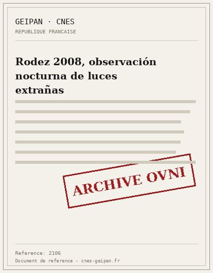 Rodez 2008, observación nocturna de luces extrañas