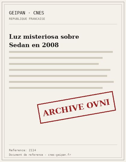 Luz misteriosa sobre Sedan en 2008