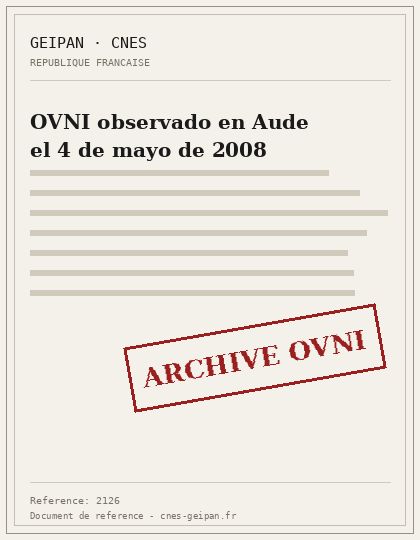 OVNI observado en Aude el 4 de mayo de 2008