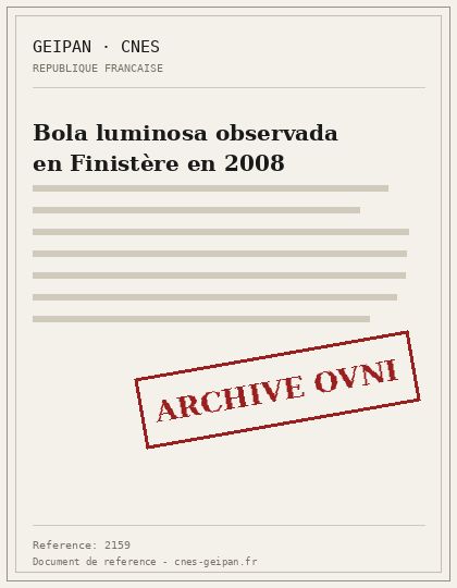 Bola luminosa observada en Finistère en 2008