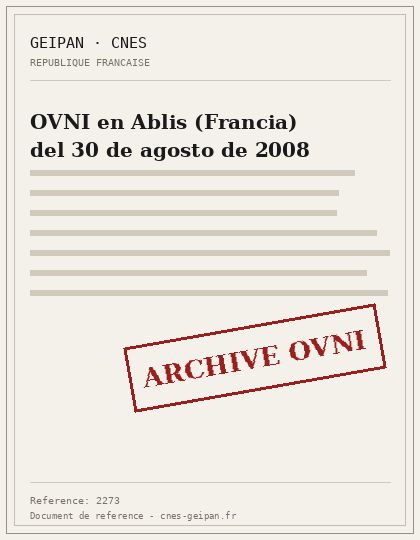 OVNI en Ablis (Francia) del 30 de agosto de 2008