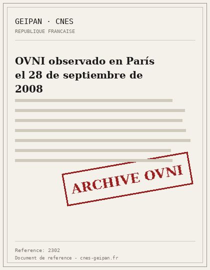 OVNI observado en París el 28 de septiembre de 2008