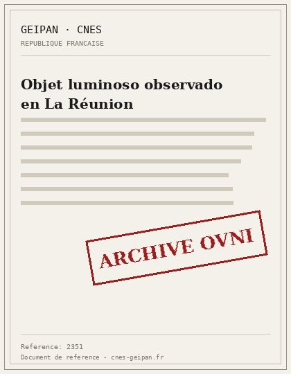 Objet luminoso observado en La Réunion