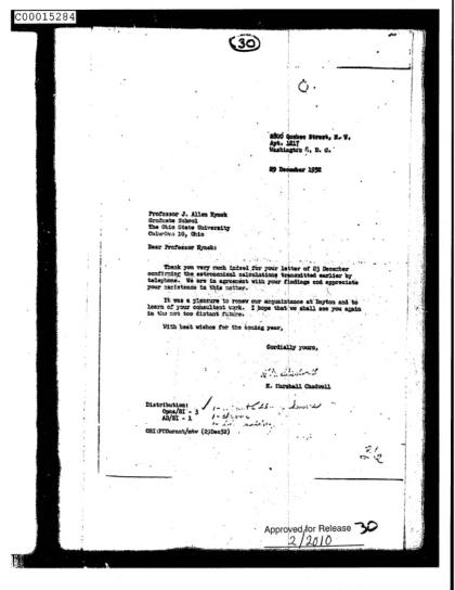 Carta de la CIA sobre un avistamiento de Júpiter