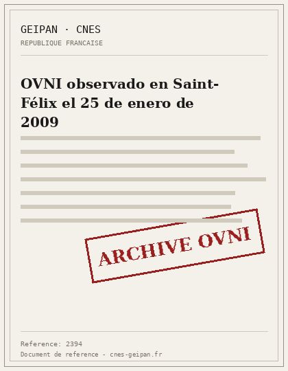 OVNI observado en Saint-Félix el 25 de enero de 2009