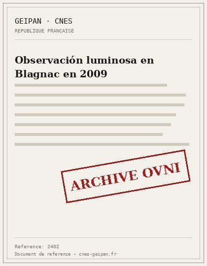 Observación luminosa en Blagnac en 2009