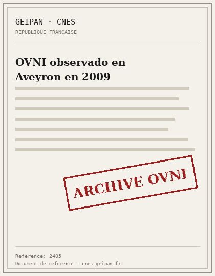 OVNI observado en Aveyron en 2009