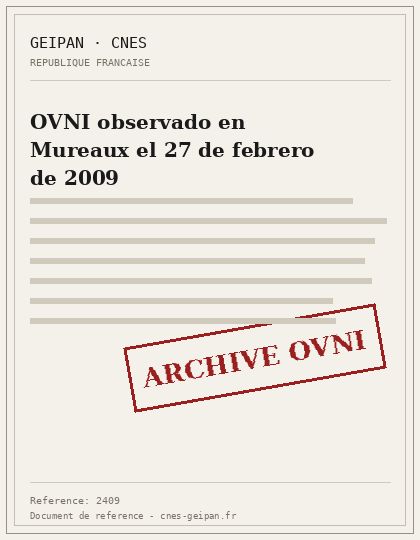 OVNI observado en Mureaux el 27 de febrero de 2009