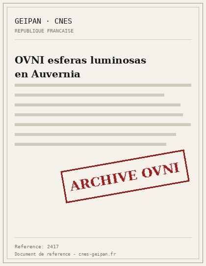 OVNI esferas luminosas en Auvernia