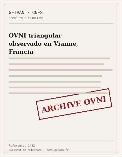 OVNI triangular observado en Vianne, Francia