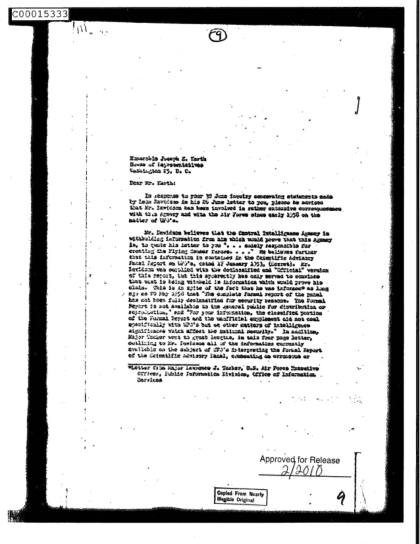 CIA y documentos OVNI en 1958