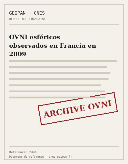 OVNI esféricos observados en Francia en 2009