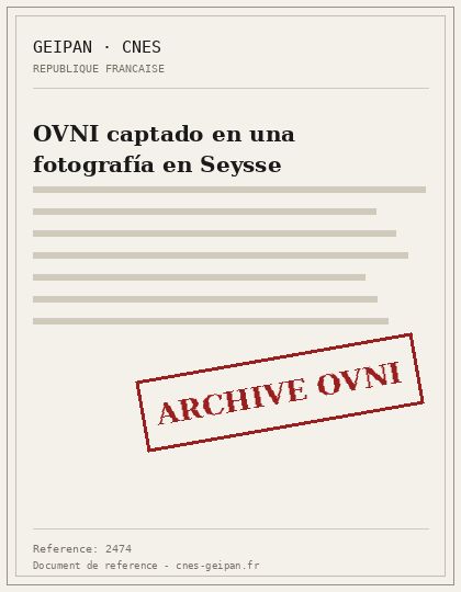 OVNI captado en una fotografía en Seysse