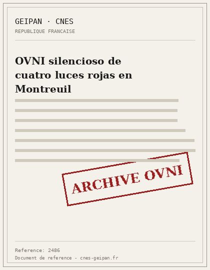 OVNI silencioso de cuatro luces rojas en Montreuil
