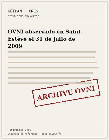 OVNI observado en Saint-Estève el 31 de julio de 2009