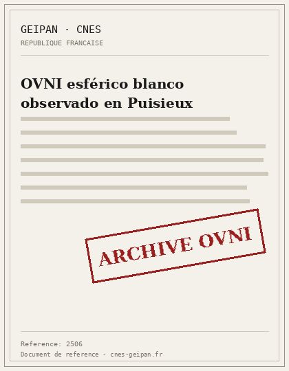 OVNI esférico blanco observado en Puisieux