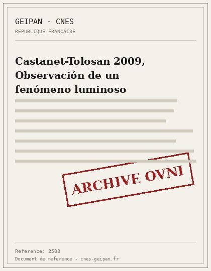 Castanet-Tolosan 2009, Observación de un fenómeno luminoso