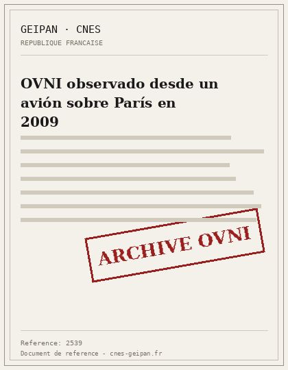 OVNI observado desde un avión sobre París en 2009