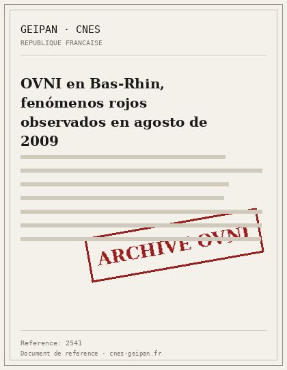 OVNI en Bas-Rhin, fenómenos rojos observados en agosto de 2009