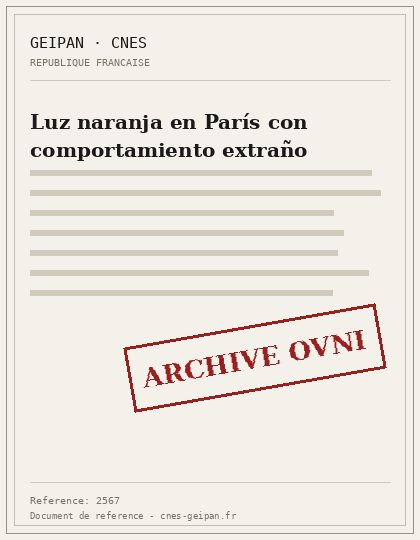 Luz naranja en París con comportamiento extraño