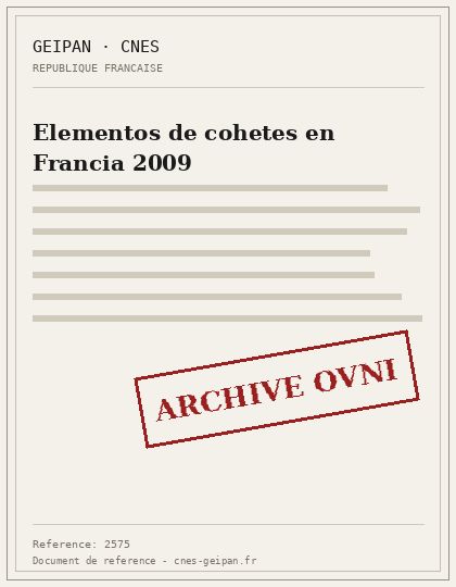 Elementos de cohetes en Francia 2009