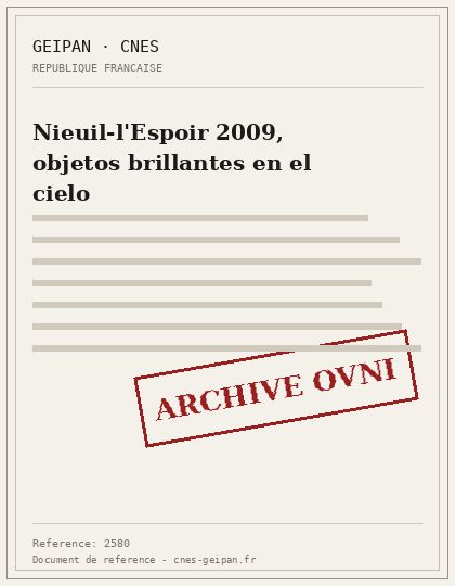 Nieuil-l'Espoir 2009, objetos brillantes en el cielo