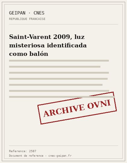 Saint-Varent 2009, luz misteriosa identificada como balón
