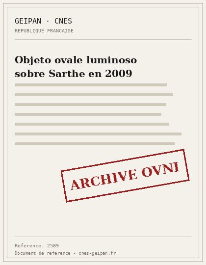 Objeto ovale luminoso sobre Sarthe en 2009