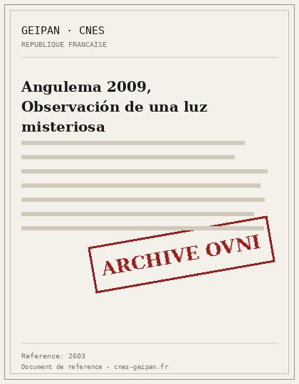 Angulema 2009, Observación de una luz misteriosa