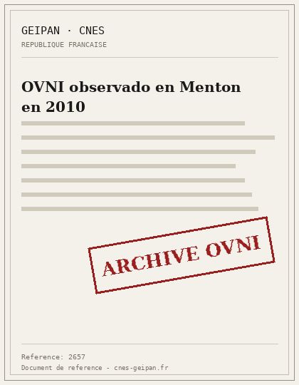 OVNI observado en Menton en 2010