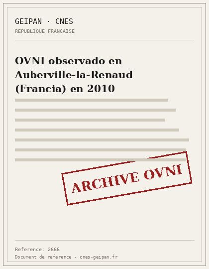 OVNI observado en Auberville-la-Renaud (Francia) en 2010