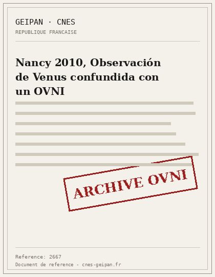 Nancy 2010, Observación de Venus confundida con un OVNI