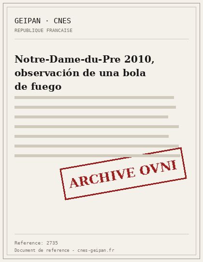 Notre-Dame-du-Pre 2010, observación de una bola de fuego