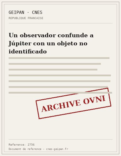 Un observador confunde a Júpiter con un objeto no identificado
