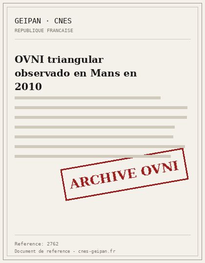 OVNI triangular observado en Mans en 2010