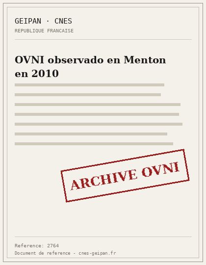 OVNI observado en Menton en 2010