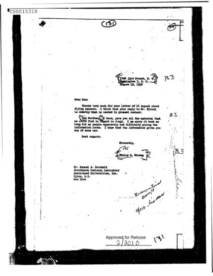 Cartas sobre OVNIs y la CIA en 1953