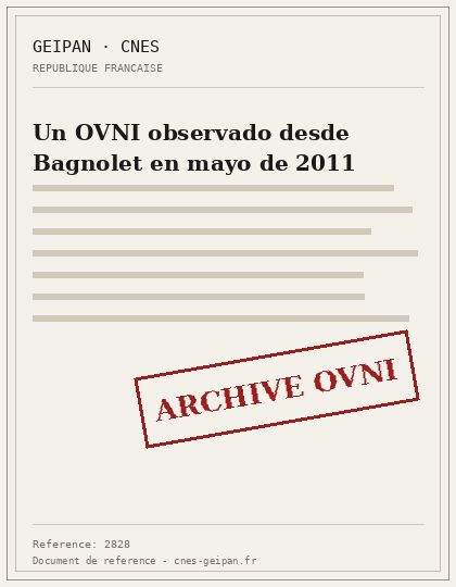 Un OVNI observado desde Bagnolet en mayo de 2011