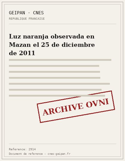 Luz naranja observada en Mazan el 25 de diciembre de 2011