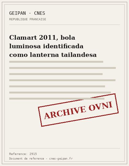 Clamart 2011, bola luminosa identificada como lanterna tailandesa