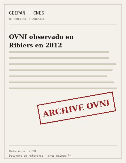 OVNI observado en Ribiers en 2012